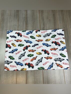 Pottery Barn Kids Hot Wheels Pillow Case Organic Cotton White